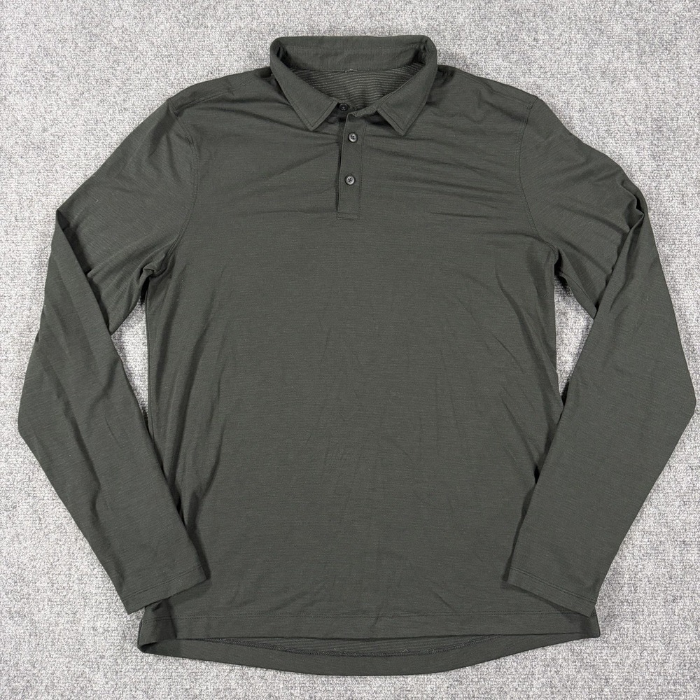 Lululemon Polo Mens Medium Black Long Sleeve Performance Stretch Golf